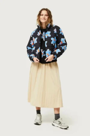 Abrigo acolchado estampado floral Calatea negro-COMPAÑIAFANTASTICA Fashion