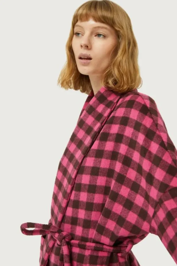 Abrigo corto con cinturón cuadros rosas-COMPAÑIAFANTASTICA Discount