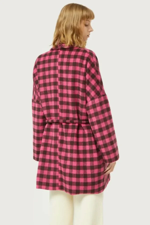Abrigo corto con cinturón cuadros rosas-COMPAÑIAFANTASTICA Discount