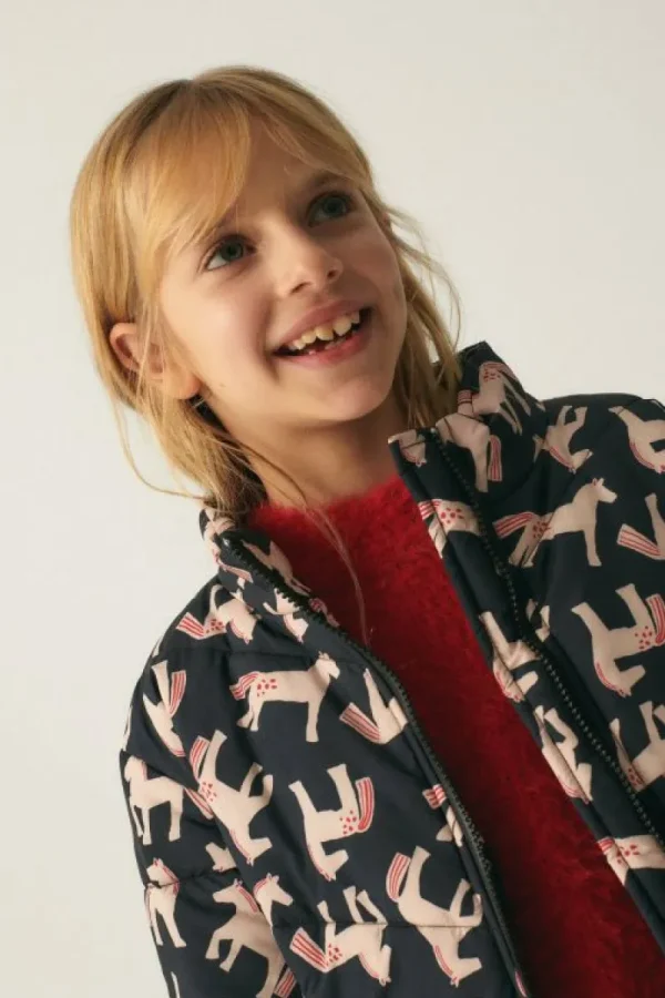 Abrigo corto unisex acolchado con estampado de caballos-MINI Hot