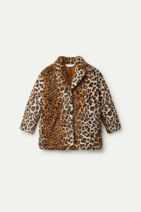 Abrigo de niña de pelo estampado de leopardo-MINI Clearance