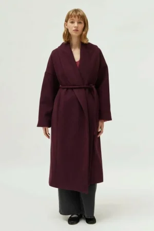 Abrigo midi abierto burdeos-COMPAÑIAFANTASTICA Discount