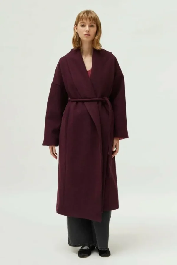 Abrigo midi abierto burdeos-COMPAÑIAFANTASTICA Discount