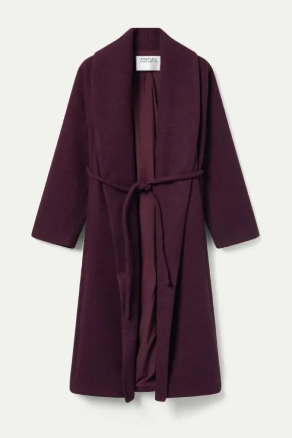 Abrigo midi abierto burdeos-COMPAÑIAFANTASTICA Discount