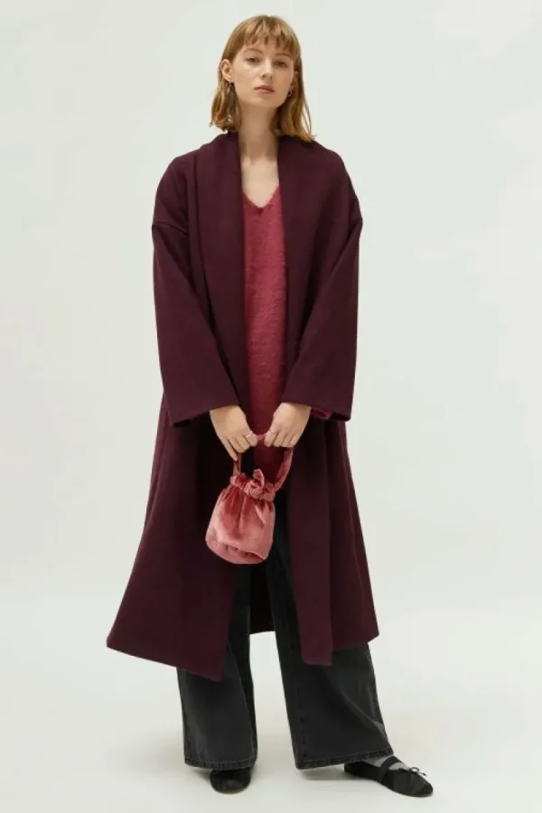 Abrigo midi abierto burdeos-COMPAÑIAFANTASTICA Discount