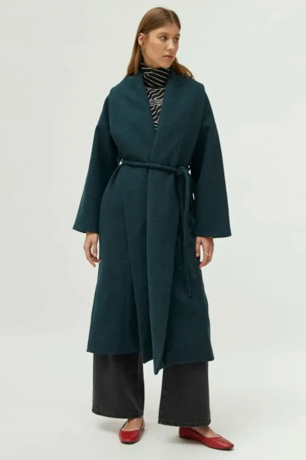 Abrigo midi abierto verde-COMPAÑIAFANTASTICA Outlet