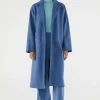Abrigo midi con cuello solapa azul-COMPAÑIAFANTASTICA Shop