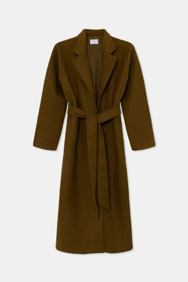 Abrigo midi con cuello solapa marrón-COMPAÑIAFANTASTICA New