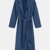 Abrigo midi con cuello solapa azul-COMPAÑIAFANTASTICA Shop