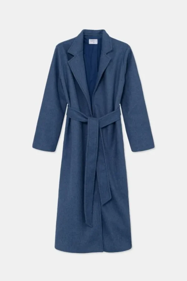 Abrigo midi con cuello solapa azul-COMPAÑIAFANTASTICA Shop