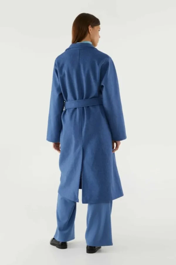 Abrigo midi con cuello solapa azul-COMPAÑIAFANTASTICA Shop