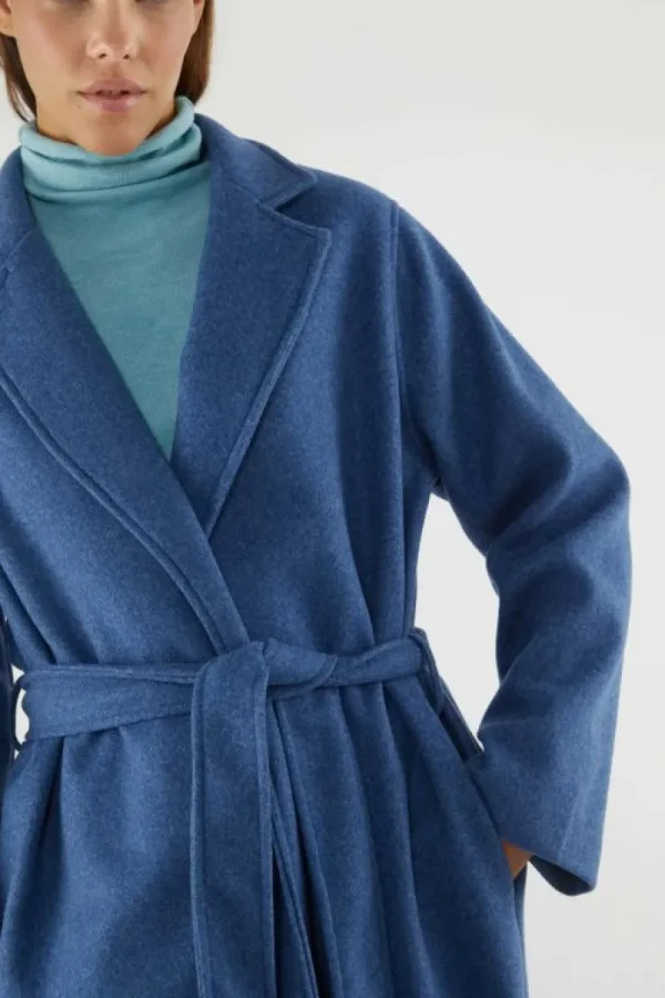 Abrigo midi con cuello solapa azul-COMPAÑIAFANTASTICA Shop