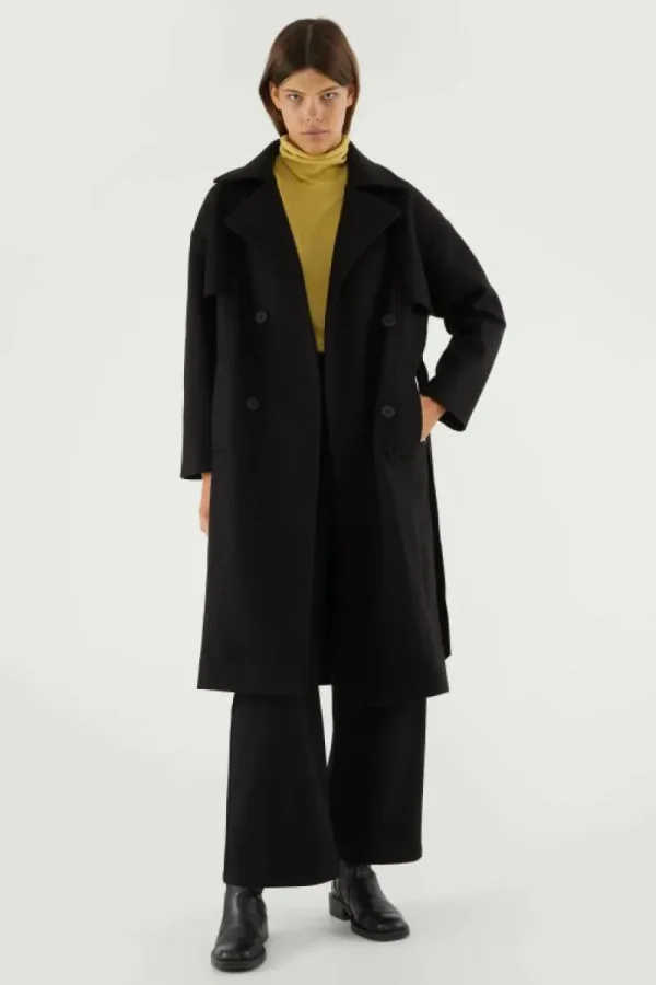 Abrigo midi con doble botonadura negro-COMPAÑIAFANTASTICA Discount