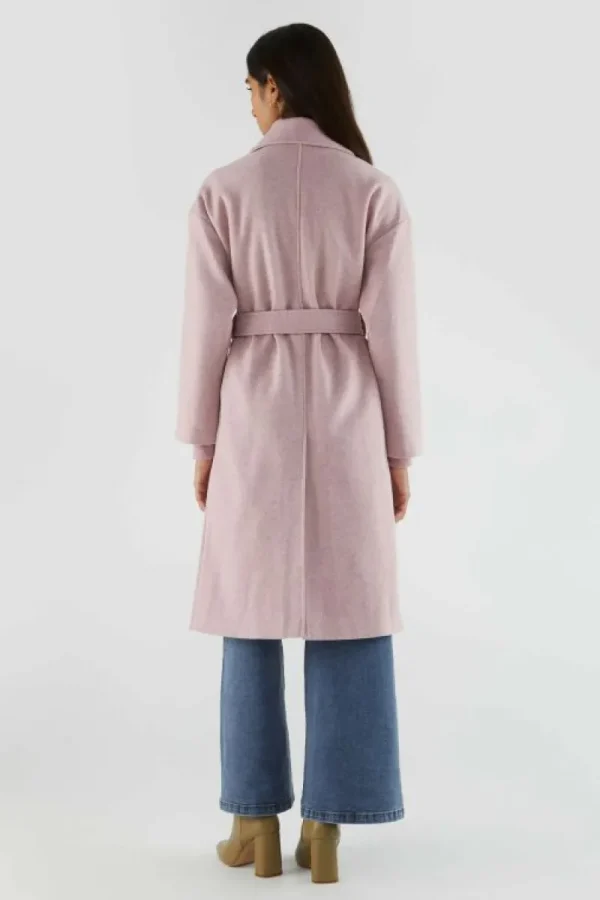 Abrigo midi con doble botonadura rosa-COMPAÑIAFANTASTICA Clearance