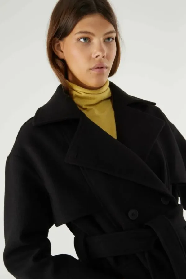 Abrigo midi con doble botonadura negro-COMPAÑIAFANTASTICA Discount