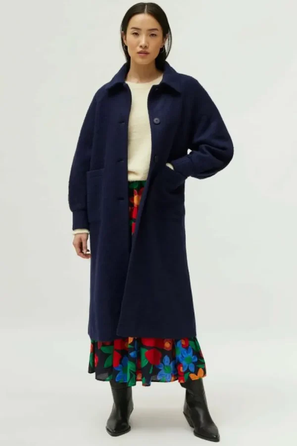 Abrigo midi de bouclé azul marino-COMPAÑIAFANTASTICA Shop