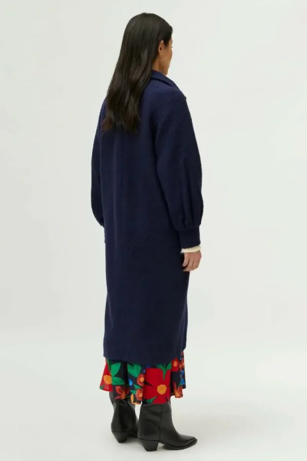 Abrigo midi de bouclé azul marino-COMPAÑIAFANTASTICA Shop