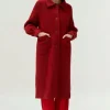 Abrigo midi de bouclé rojo-COMPAÑIAFANTASTICA Sale