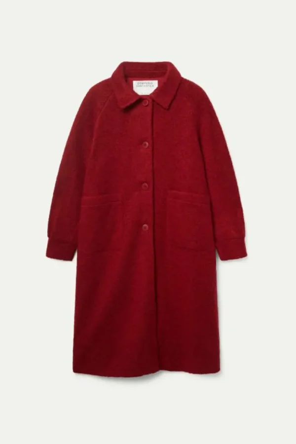 Abrigo midi de bouclé rojo-COMPAÑIAFANTASTICA Sale