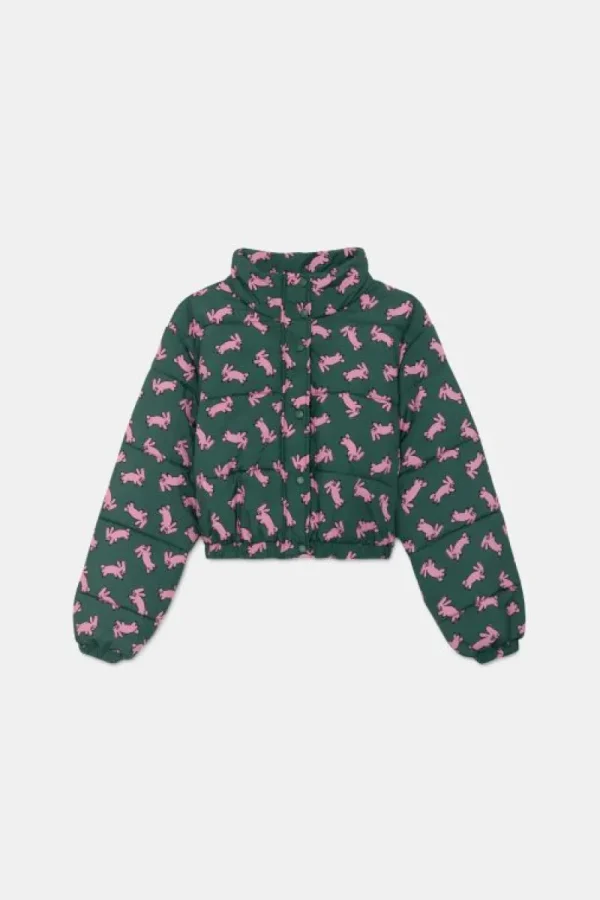 Abrigo plumífero corto con estampado de conejos-COMPAÑIAFANTASTICA Online