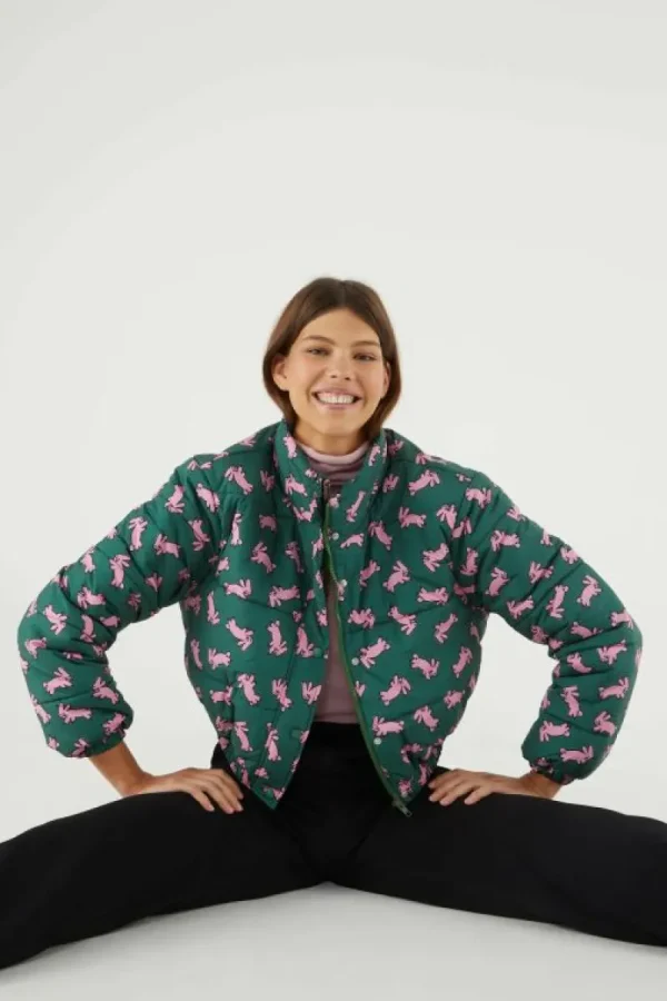 Abrigo plumífero corto con estampado de conejos-COMPAÑIAFANTASTICA Online