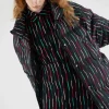 Abrigo plumífero midi con estampado de rayas negro-COMPAÑIAFANTASTICA Discount