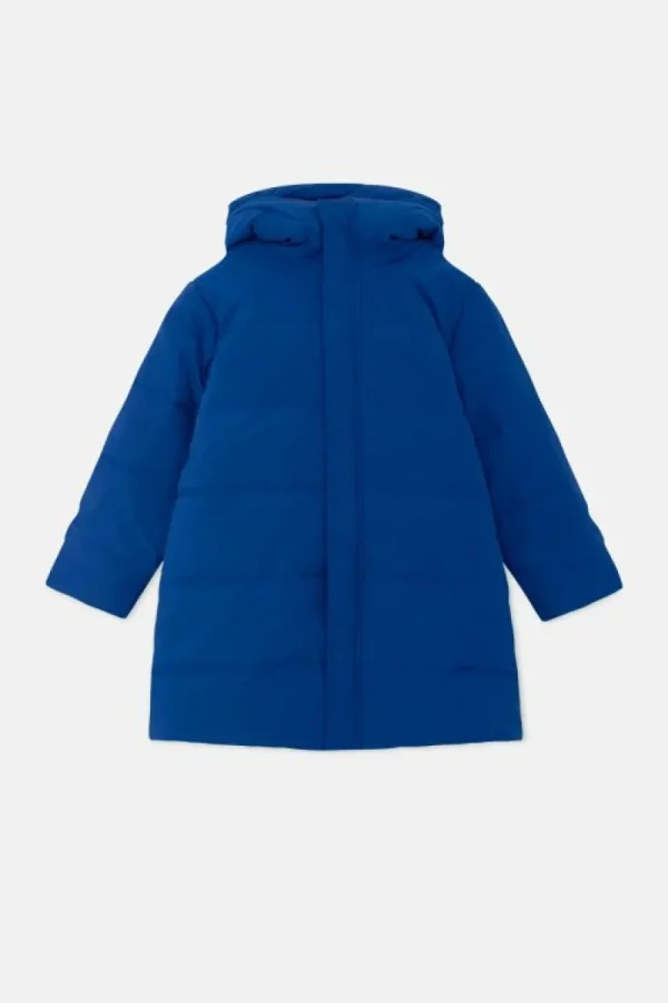 Abrigo unisex plumífero midi con capucha azul-MINI Store