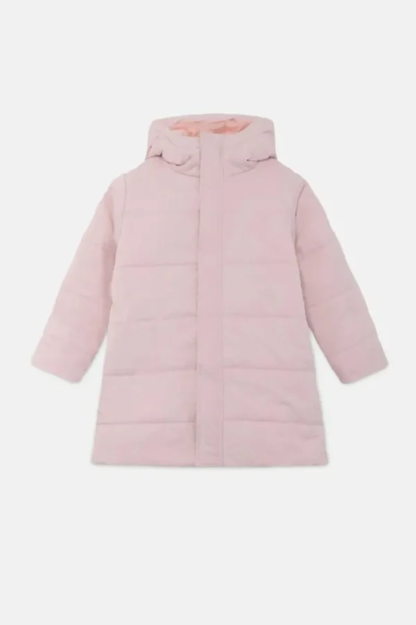 Abrigo unisex plumífero midi con capucha rosa-MINI Best Sale