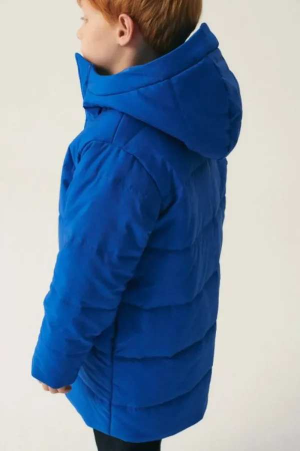 Abrigo unisex plumífero midi con capucha azul-MINI Store