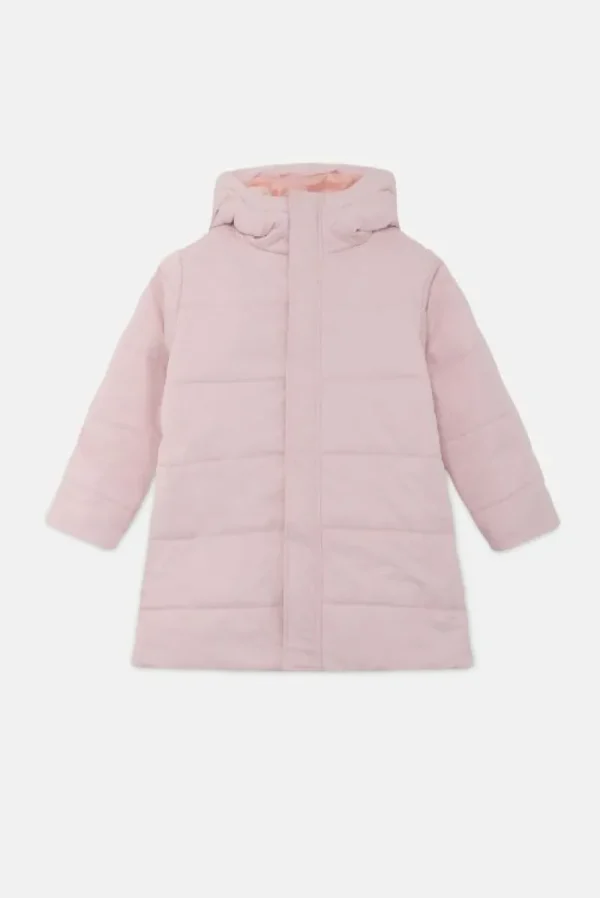 Abrigo unisex plumífero midi con capucha rosa-MINI Best Sale