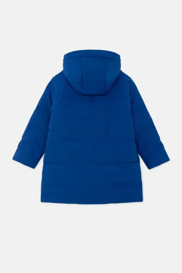 Abrigo unisex plumífero midi con capucha azul-MINI Store