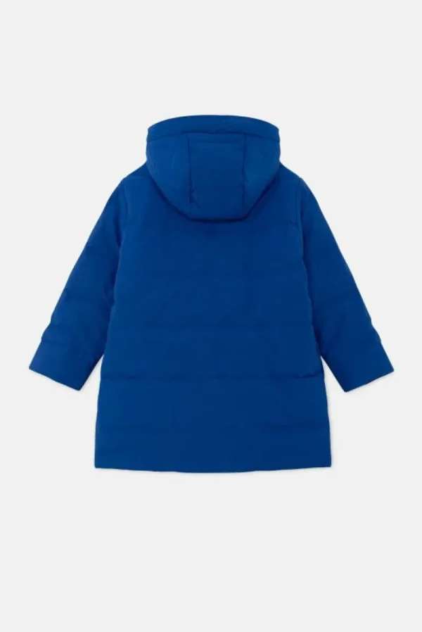 Abrigo unisex plumífero midi con capucha azul-MINI Store