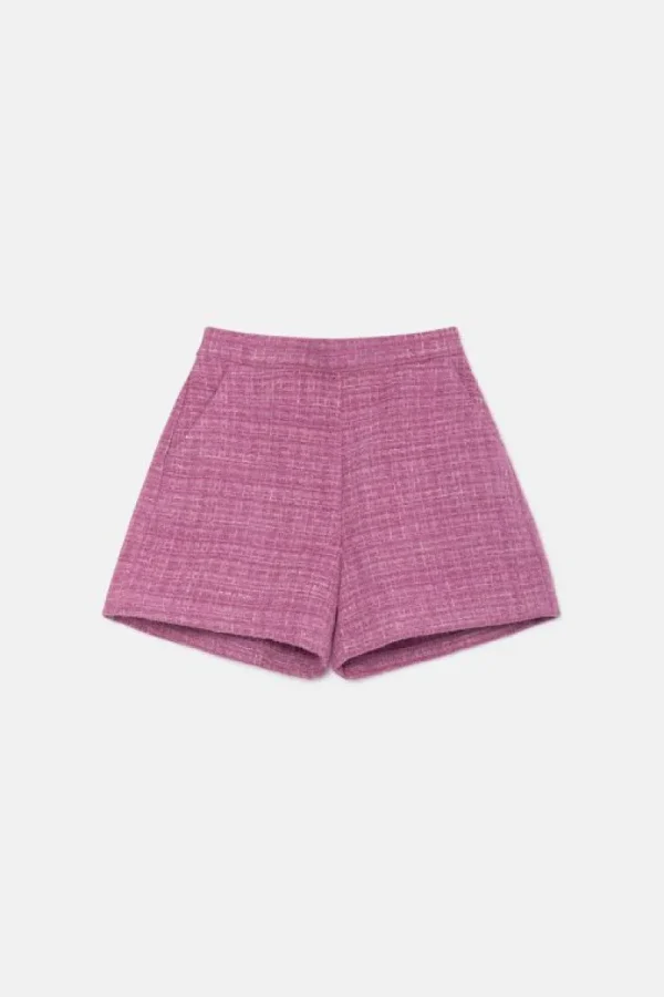 Bermudas de niña de tweed rosa-MINI Fashion