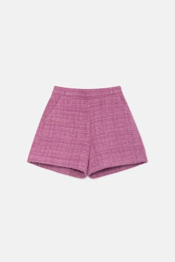 Bermudas de niña de tweed rosa-MINI Fashion
