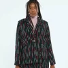 Blazer de traje con estampado de rayas negro-COMPAÑIAFANTASTICA Hot