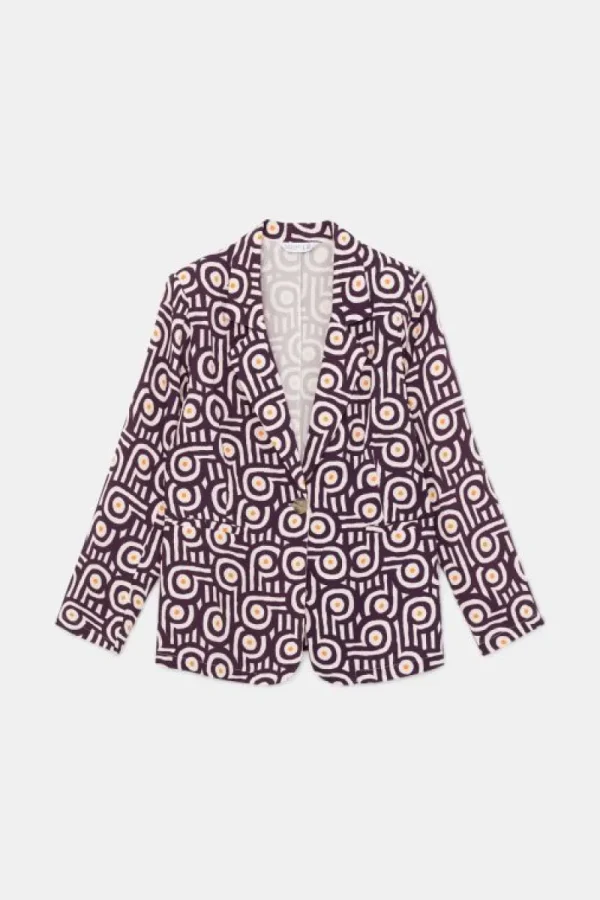 Blazer de traje con estampado geométrico retro-COMPAÑIAFANTASTICA Store