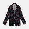 Blazer de traje con estampado de rayas negro-COMPAÑIAFANTASTICA Hot