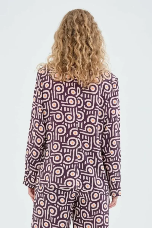 Blazer de traje con estampado geométrico retro-COMPAÑIAFANTASTICA Store