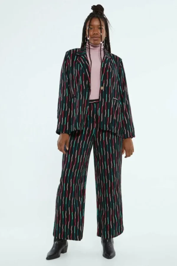 Blazer de traje con estampado de rayas negro-COMPAÑIAFANTASTICA Hot