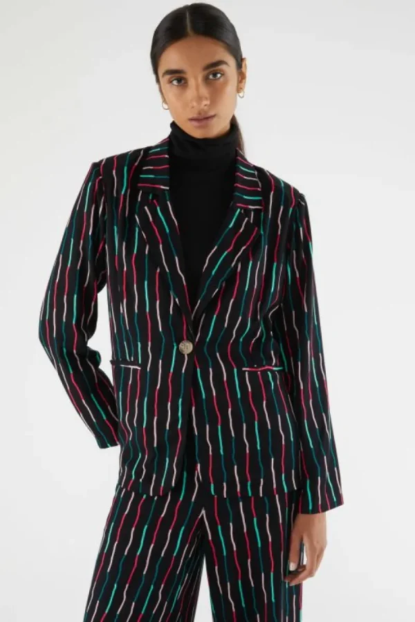 Blazer de traje con estampado de rayas negro-COMPAÑIAFANTASTICA Hot