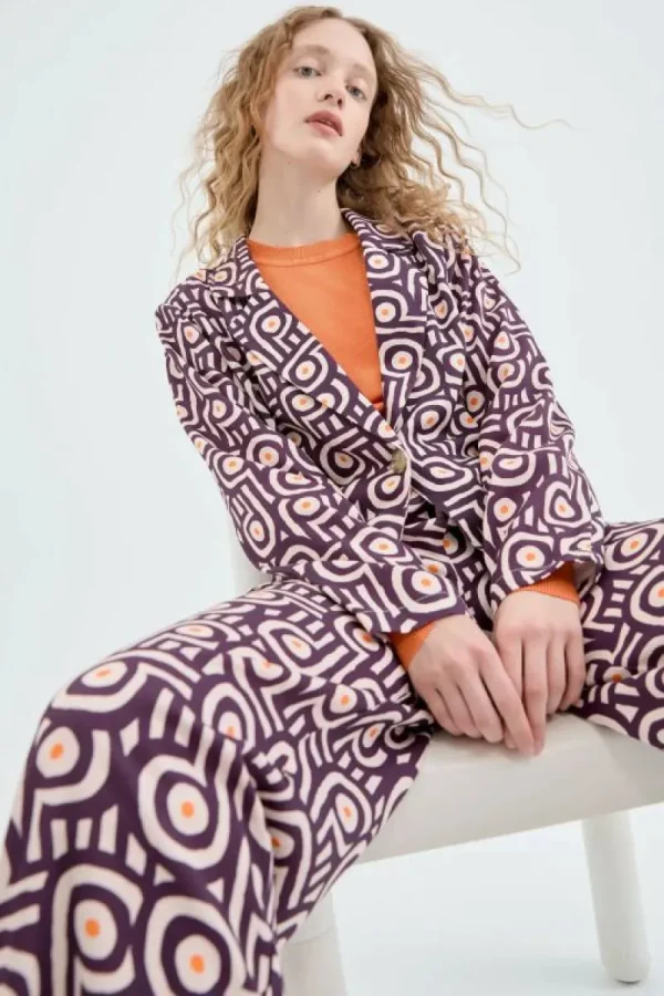 Blazer de traje con estampado geométrico retro-COMPAÑIAFANTASTICA Store