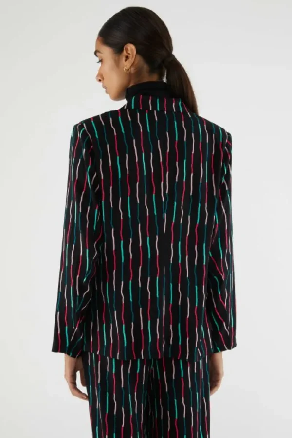 Blazer de traje con estampado de rayas negro-COMPAÑIAFANTASTICA Hot