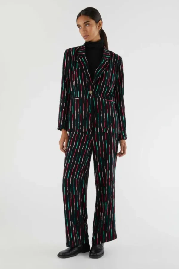 Blazer de traje con estampado de rayas negro-COMPAÑIAFANTASTICA Hot