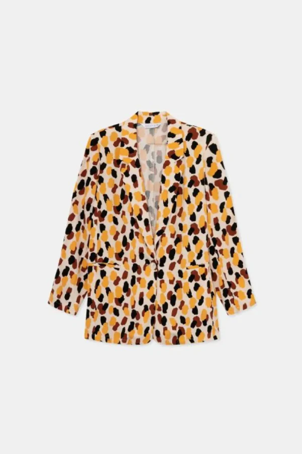 Blazer fluida de traje con estampado de lunares-COMPAÑIAFANTASTICA Discount