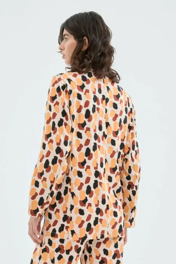 Blazer fluida de traje con estampado de lunares-COMPAÑIAFANTASTICA Discount