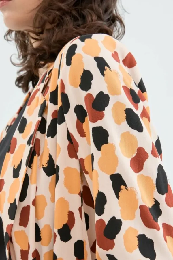 Blazer fluida de traje con estampado de lunares-COMPAÑIAFANTASTICA Discount