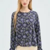 Blusa en LENZING™ ECOVERO™ con estampado floral azul-COMPAÑIAFANTASTICA Cheap