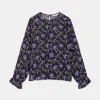 Blusa en LENZING™ ECOVERO™ con estampado floral azul-COMPAÑIAFANTASTICA Cheap