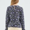 Blusa en LENZING™ ECOVERO™ con estampado floral azul-COMPAÑIAFANTASTICA Cheap