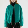 Bomber acolchada de piel sintética verde-COMPAÑIAFANTASTICA Flash Sale